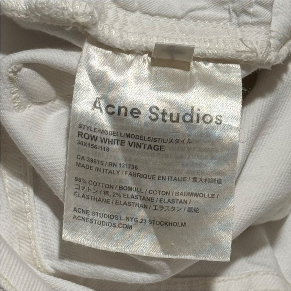 Acne Studios Row White Vintage Mid Rise Straight Leg Cropped Jeans 26 Pre Owned